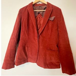 Daniel Cremieux Women’s Corduroy Orange Blazer Suit Jacket Cotton Stretch Sz 10